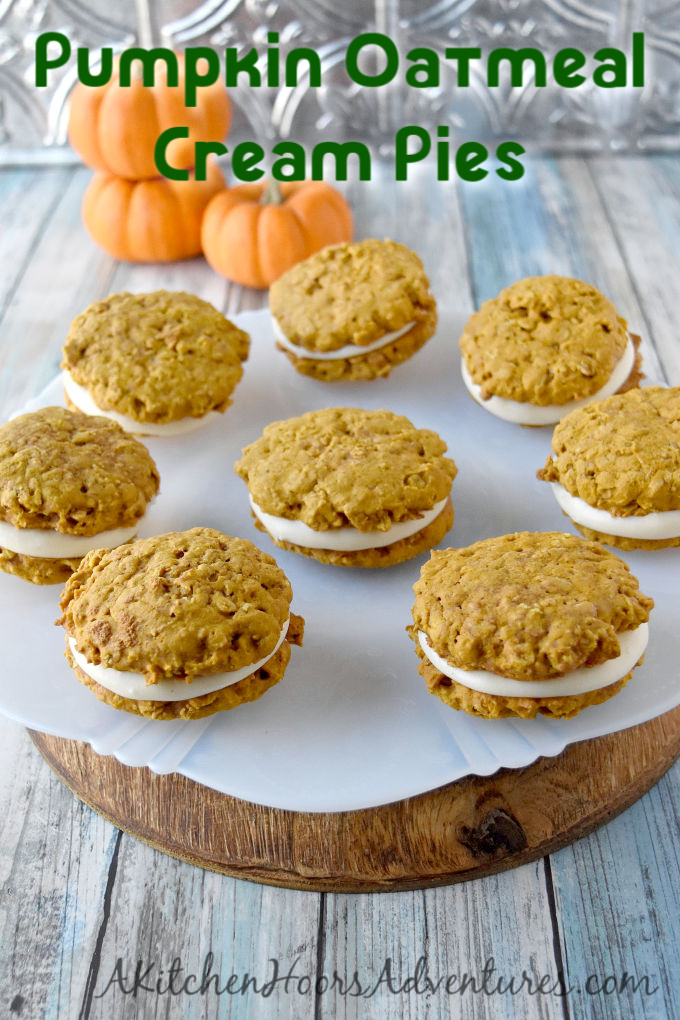 Pumpkin Oatmeal Cream Pies have that oatmeal cream pie flavor with a hint of pumpkin and spices throughout. They’re soft, chewy, and totally irresistible.