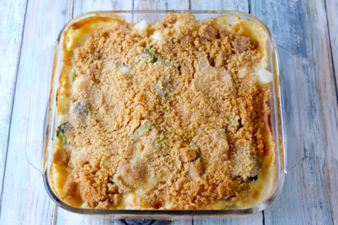 A family favorite recipe gets a makeover. Broccoli Cheese Casserole is packed with delicious broccoli, cheese sauce, and topped with sweet and salty Ritz crackers. It's on our holiday table every year. #HolidaySideDish