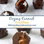 Oozing Caramel Truffles have a sweet and creamy caramel center encased in rich, delicious chocolate truffle.  The caramel oozes out as soon as you bite into the dark truffle making them perfectly delicious. #HalloweenTreatseWeek