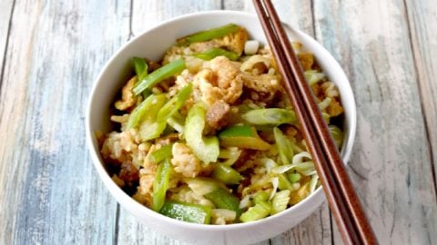 Leftover rice turns into a fun Breakfast Stir-Fry packed with eggs, vegetables, and breakfast sausage. It’s a deliciously simple breakfast for dinner recipe that will not break the budget. #OurFamilyTable #BreakfastStirFry #HealthyBreakfastIdeas #EggcellentEats #VeggieFuel #FuelYourDay