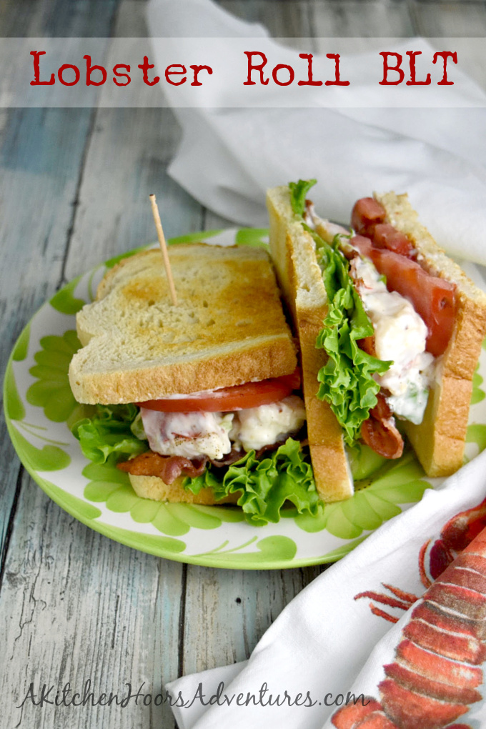 Lobster Roll BLT is a delicious mash up of both sandwiches! Broiled lobster is tossed with mayonnaise, lemon juice, and green onions and tops lettuce and tomato before being topped with bacon. It’s a deliciously smoky and sweet sandwich that is irresistible.