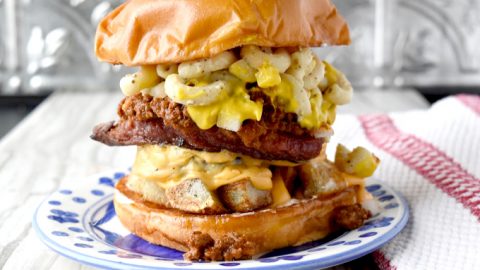 The Garbage Plate Burger is my homage to the college town I lived in for 5 years.  The Garbage Plate is an icon in that area, and for good reason!