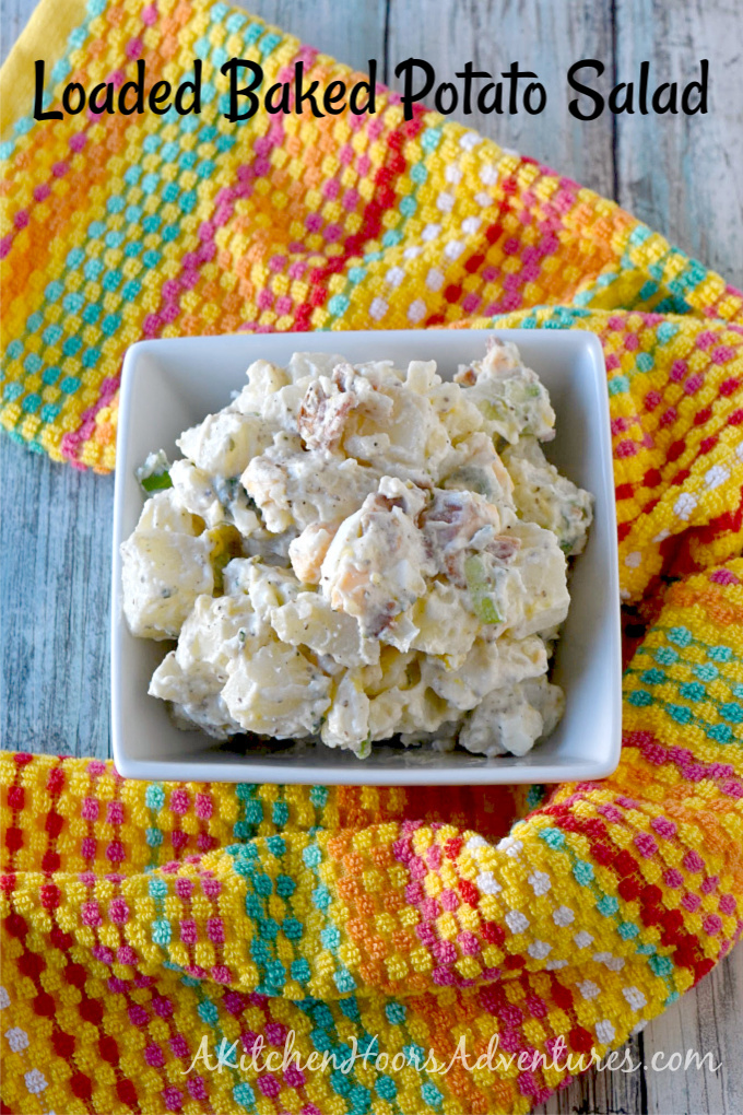 Loaded Baked Potato Salad will be your new favorite potato salad recipe.  It's creamy, loaded with flavor, and completely irresistible. #BBQWeek
