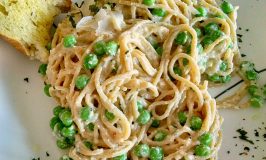 Creamy ricotta is added to the egg mixture; making this carbonara extra creamy and tasty. Then add crunchy spring peas and you have perfect Pea and Ricotta Carbonara perfect for any night of the week.