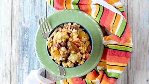 Corn and Tomato Salad uses leftover corn on the cob and grape tomatoes to make a delicious room temperature salad.  It's sweet, crunchy, and creamy all in one! #FarmersMarketWeek