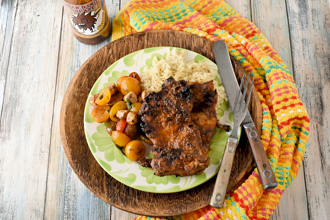 Grilled Curry Barbecue Chicken is tender, basted with a delicious curry barbecue sauce, and is super quick for even the busiest of weeknights! #FeedYourBeast