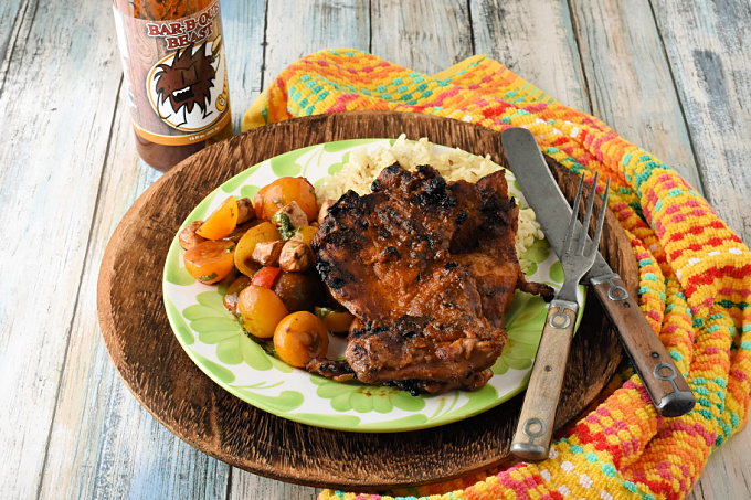 Grilled Curry Barbecue Chicken is tender, basted with a delicious curry barbecue sauce, and is super quick for even the busiest of weeknights!