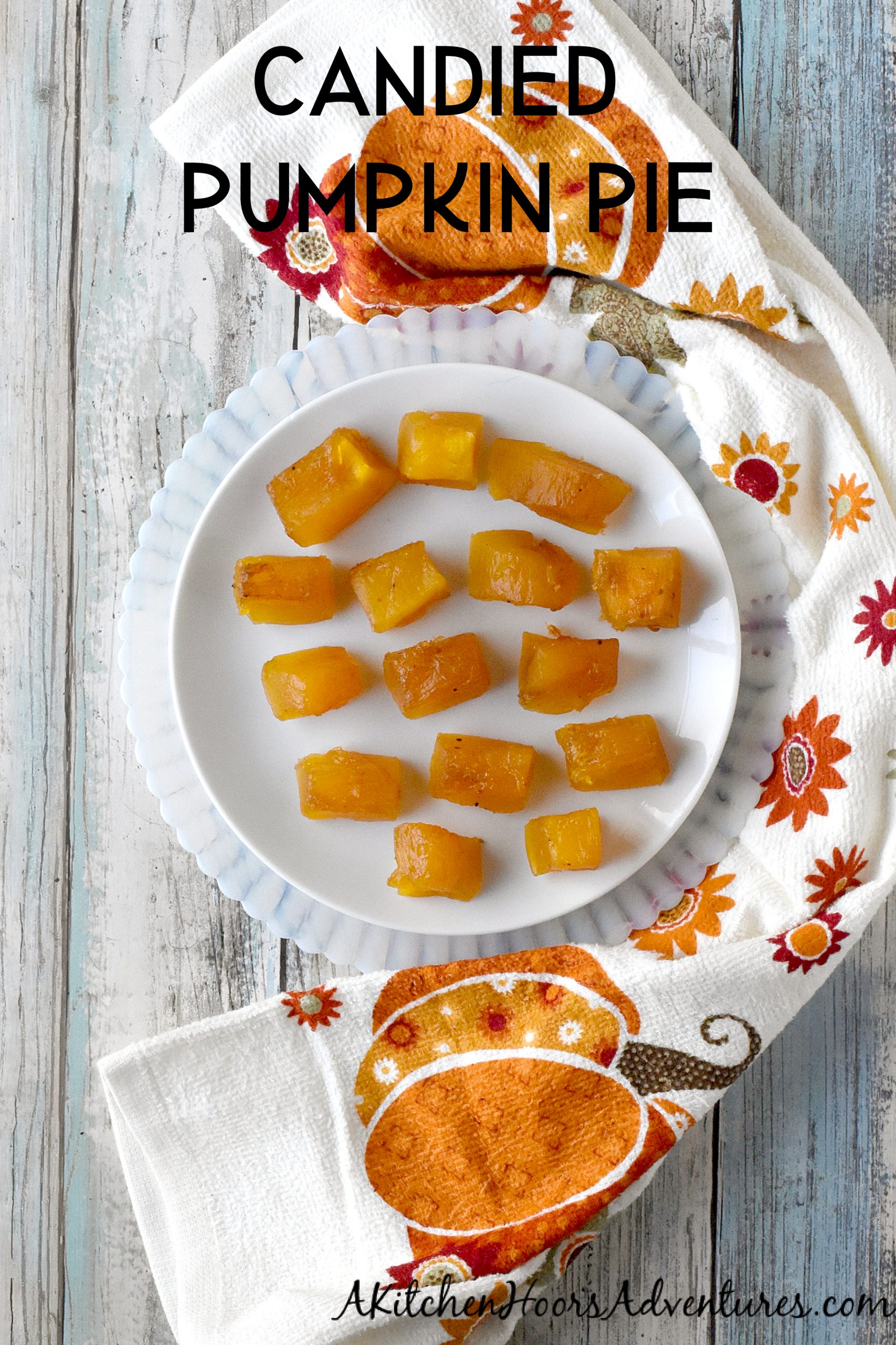 Candied Pumpkin Pie tastes like a bite of pie without all the calories! This is simply pumpkin, water, sugar, and spices #PumpkinWeek