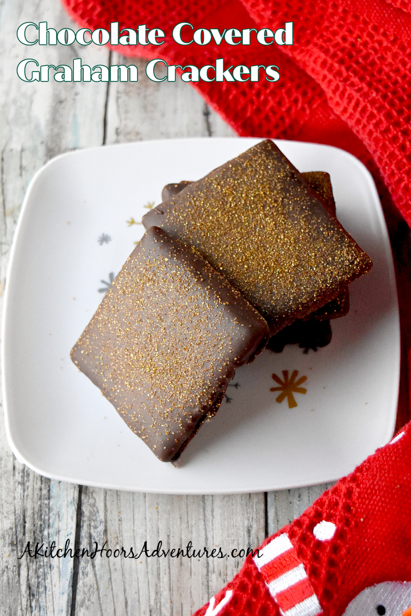 Dark Chocolate Graham Crackers are super simple and perfect for that last-minute gift.  They’re made with only two ingredients and take minutes to make. #ChristmasSweetsWeek