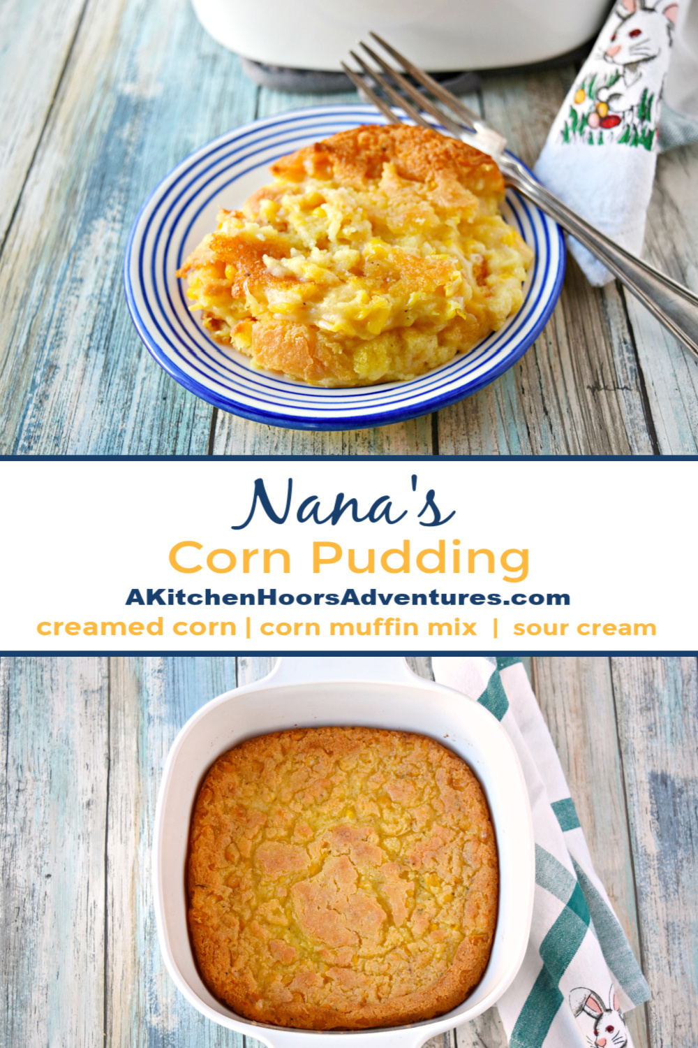 With just five ingredients and less than 5 minutes of prep tie. This is one of my favorite easy Easter side dishes. Nana's Corn Pudding is packed with sweet corn flavor and the perfect side for any holiday. #SundaySupper #Easter #easyside #sidedish