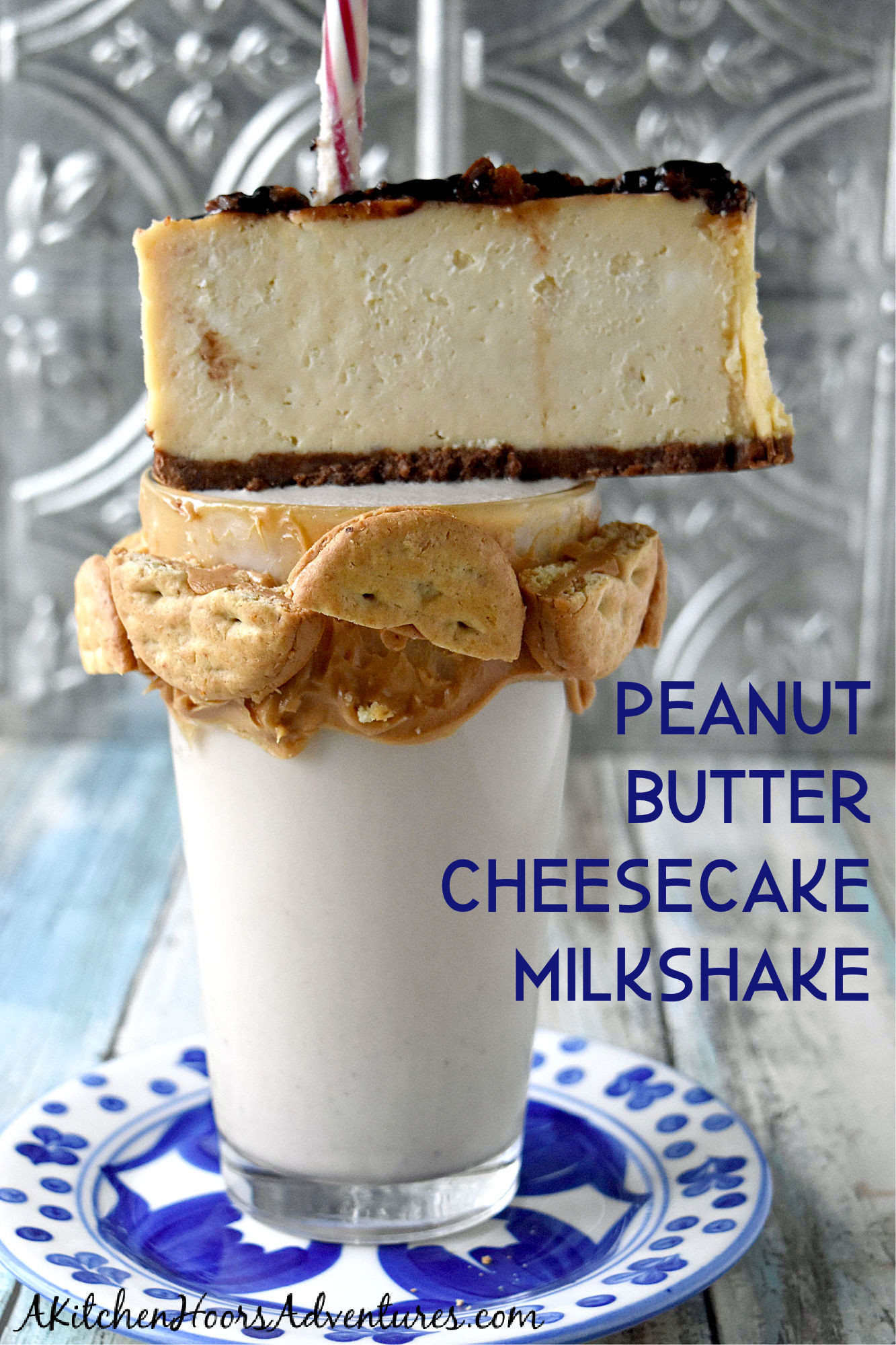 Peanut Butter Cheesecake Milkshakes tastes like a peanut butter cheesecake in a glass. It is sweet, full of peanut butter flavor with a hint of cheesecake tang.  #OurFamilyTable