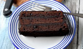 Deadly Dark Chocolate Layer Cake has two kinds of dark chocolate in it along with some coffee. The frosting is also a dark chocolate frosting making this one dangerous cake. One bite and you will be addicted. #HalloweenTreatsWeek