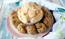 Easy Make Ahead Sausage Balls whip up quickly, freeze easily, and cook from frozen just as easily!  They're your new favorite appetizer recipe. #OurFamilyTable