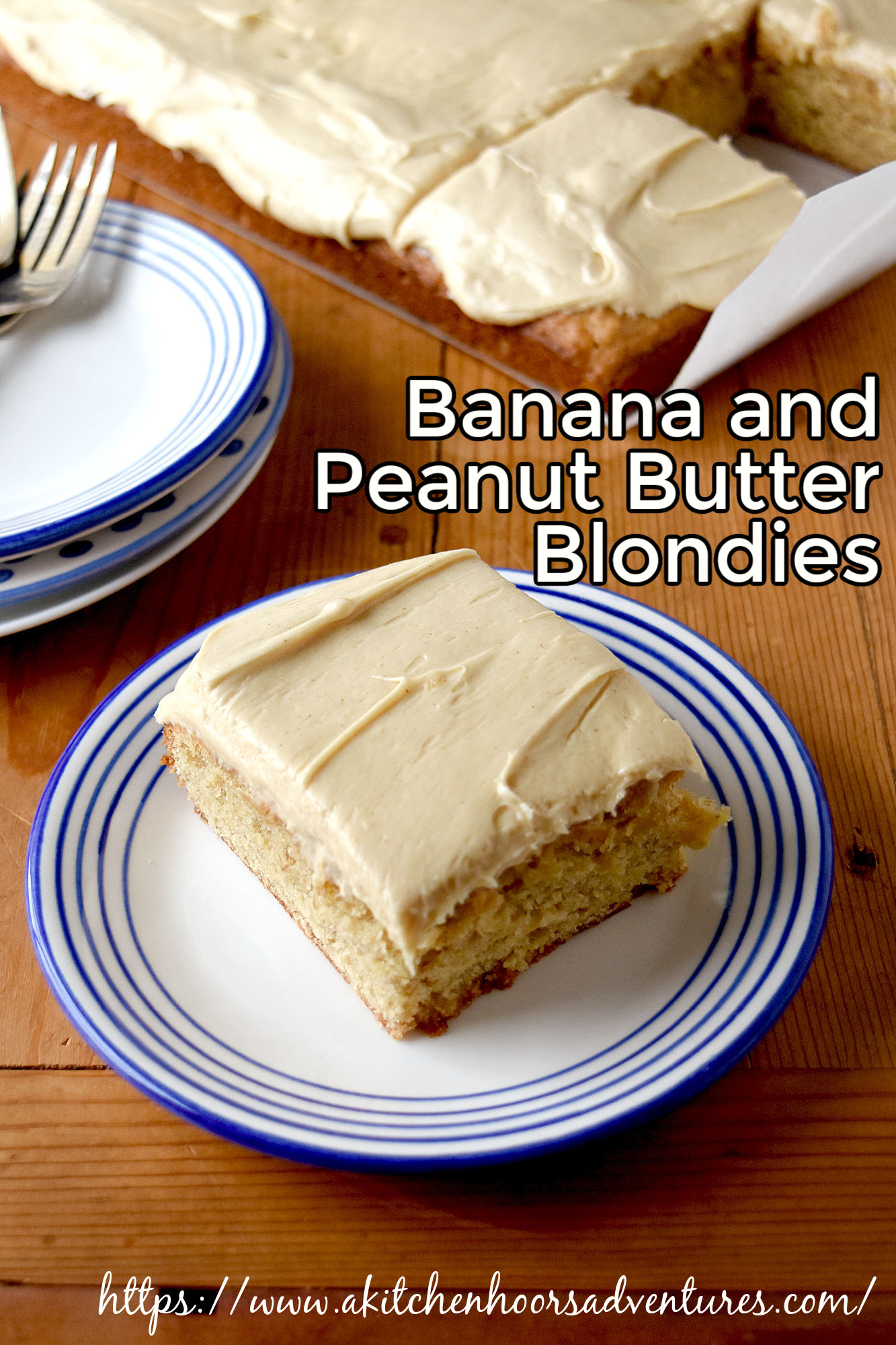 Peanut Butter and Banana Blondies are full of banana and peanut butter flavor. They’re a one bowl dessert that is easy to make! #OurFamilyTable