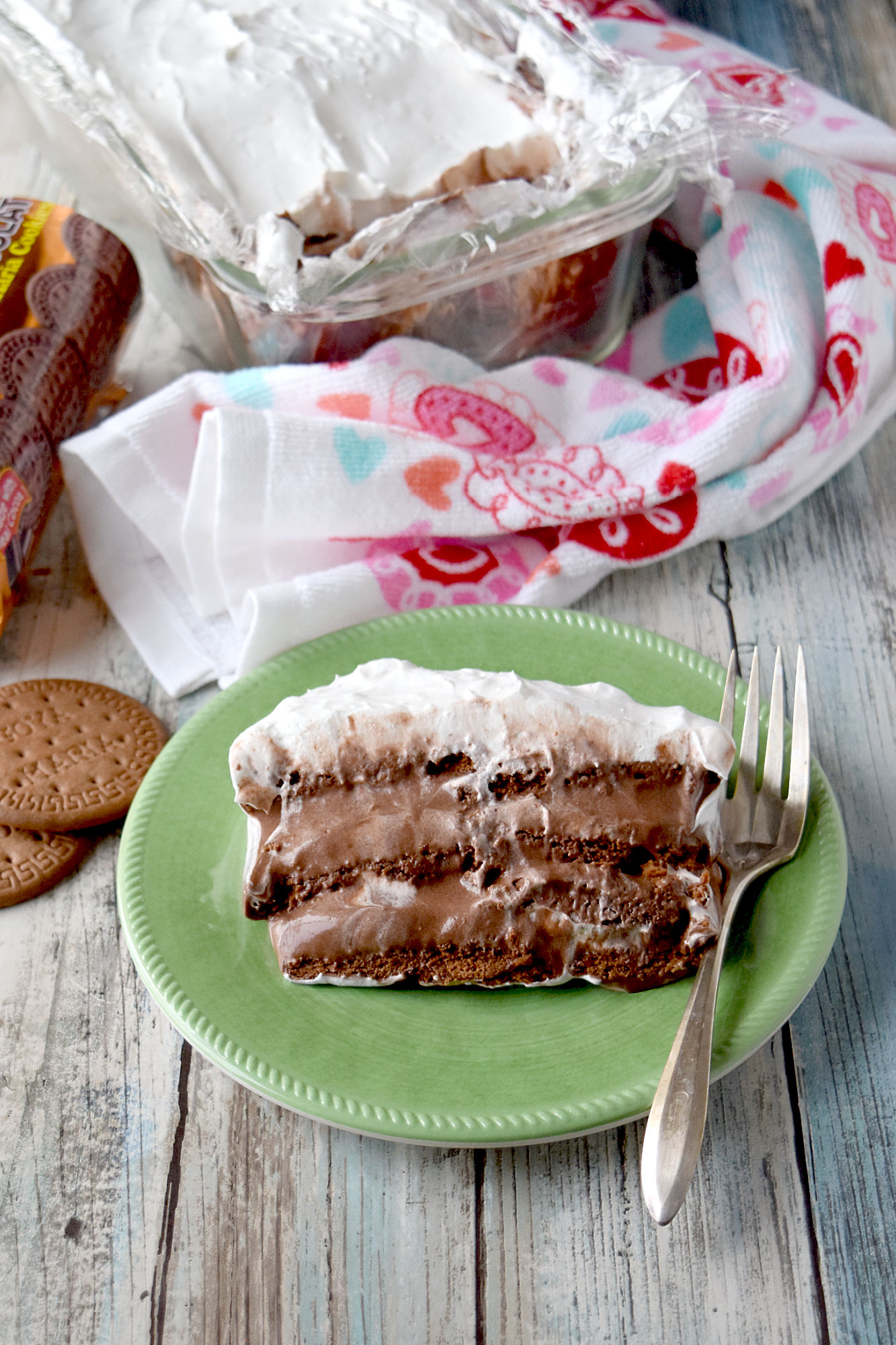 Icebox Mocha Cake is easy to assemble with simple ingredients. The chocolate cookies absorb all the flavors of the pudding and make for rich layers. #ChocolateWeek