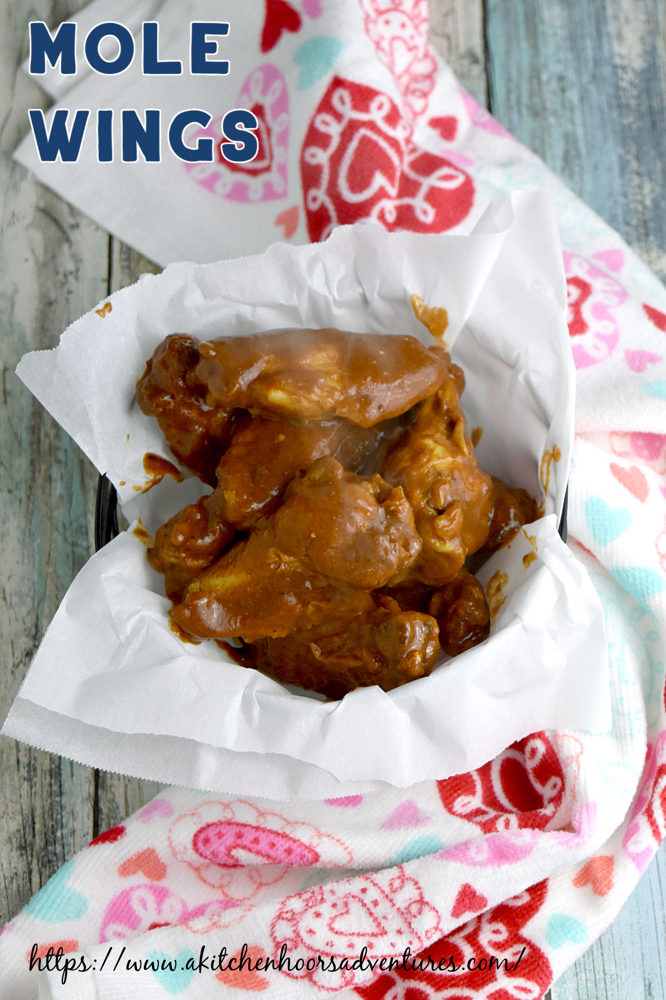 Mole Wings are rich and delicious air fryer wings tossed in a mole sauce.  The sauce is simple and easy to whip up for the wings. #ChocolateWeek