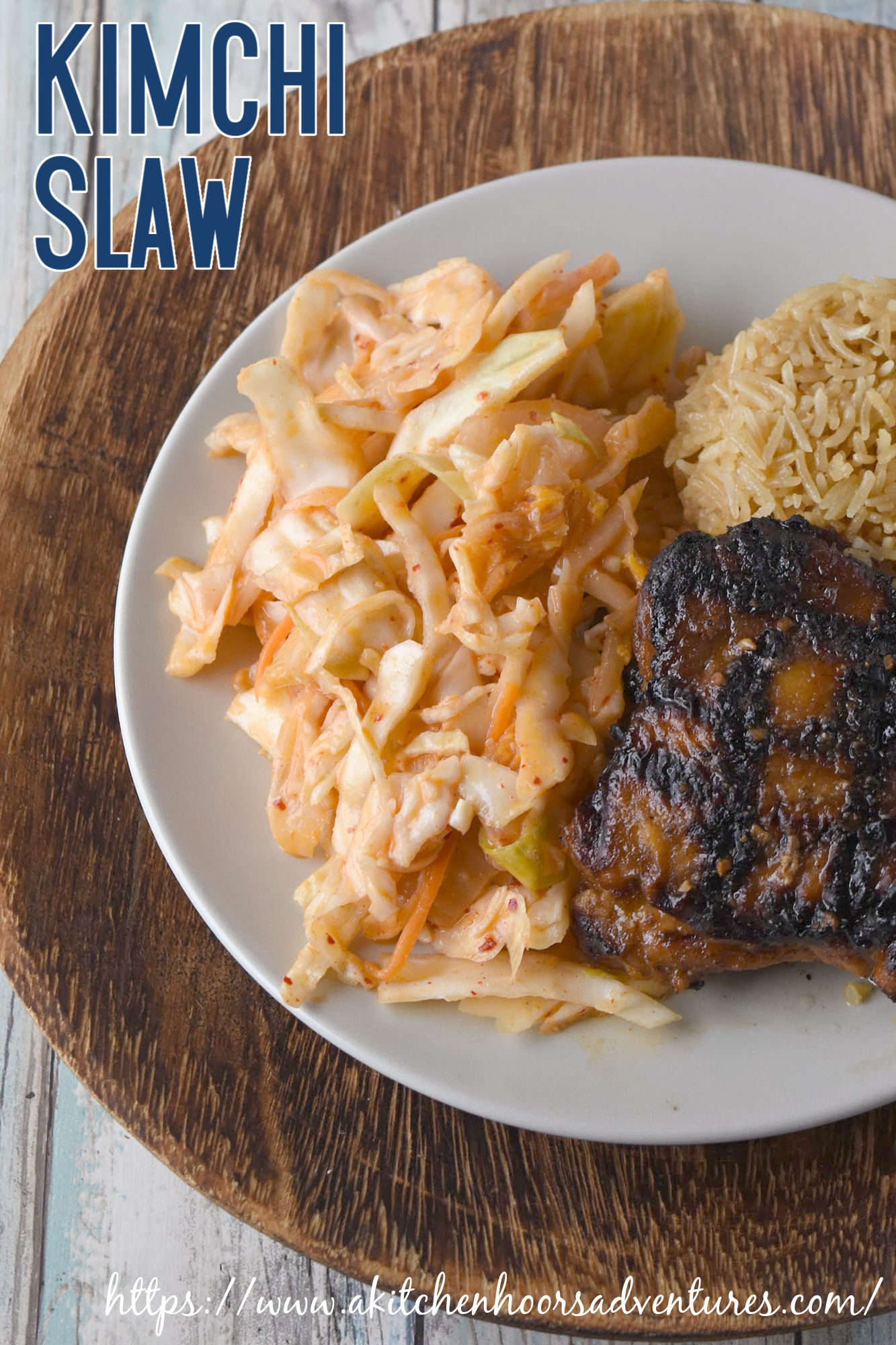 Kimchi Slaw is a delicious twist on your regular slaw. Depending on the kimchi, it could be a deliciously spicy or completely unique side dish for your backyard barbecue. #BBQWeek #coleslaw #sidedish