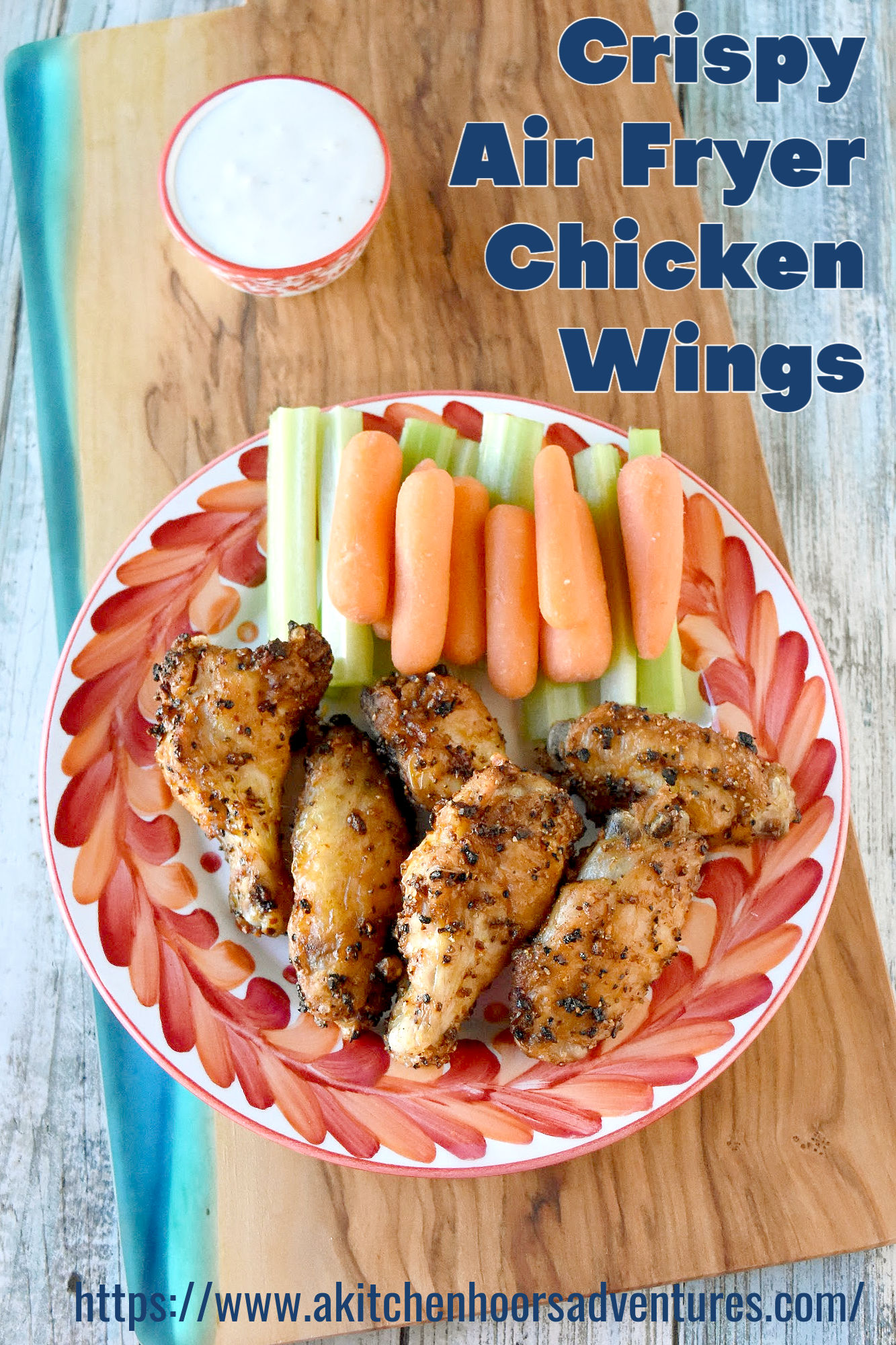 Crispy Air Fryer Chicken Wings are super crispy, delicious, and on your plate in under 25 minutes. I used a gochujang-based rub, but you can use your favorite rub for these simple wings. #OurFamilyTable