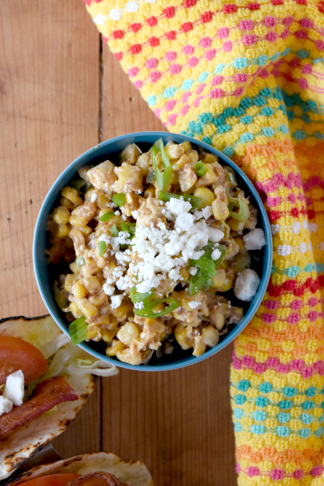 (Southern Fried) Mexican Corn Salad is a combination of southern style fried corn and Mexican corn salad.  The corn is caramelized with butter, then cooled and combined with Mexican corn dressing. #FarmersMarketWeek #streetcorn #Mexicancorn #friedcorn