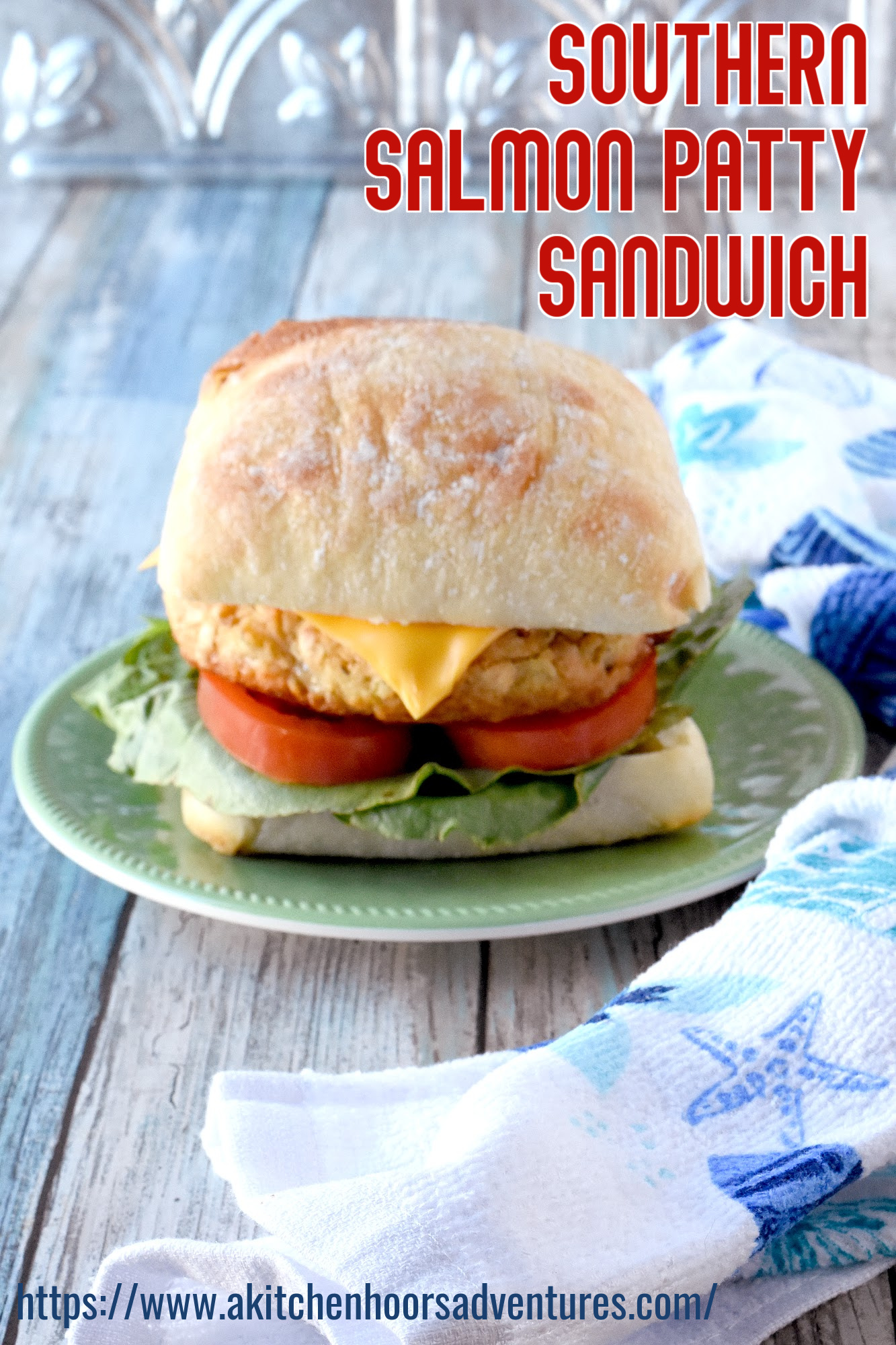 Southern Salmon Patty Sandwiches take delicious salmon patties and turns them into a fun sandwich for your family. It’s also a budget friendly meal for your family.  #OurFamilyTable #budgetfriendly #pantryrecipe #easyrecipe