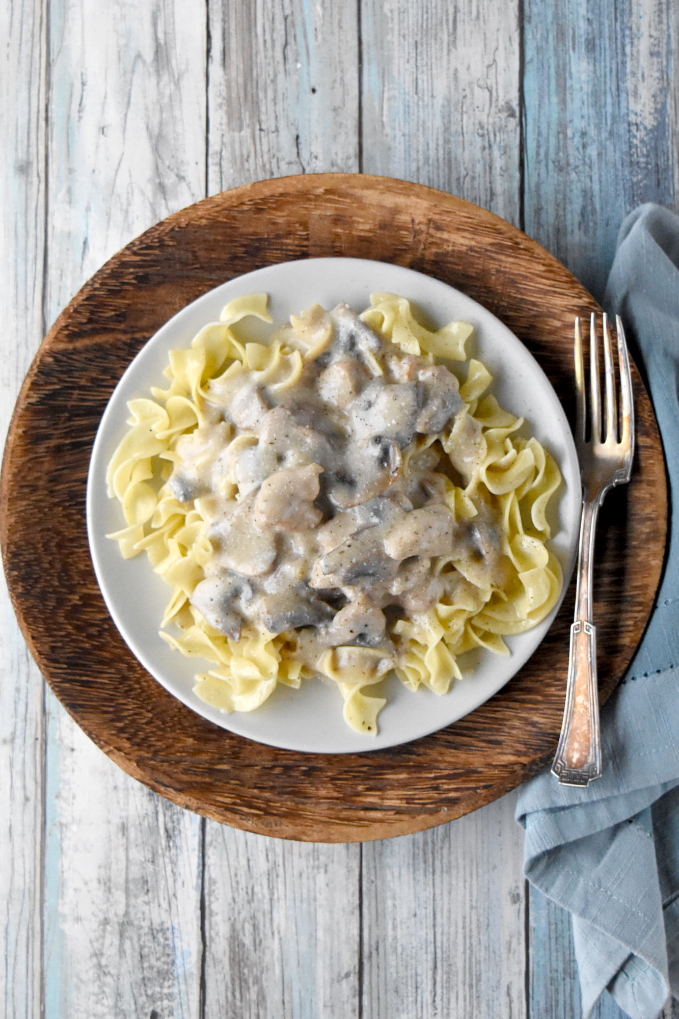 Easy Chicken Stroganoff is inspired by a dish I ate in Bosnia.  It's a delicious recipe your family will love.  And you'll love how easy it is to make! #OurFamilyTable #chickenrecipe #easyrecipe #comfortfood