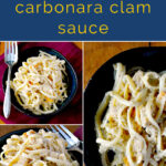 Tender, canned Bar Harbor are combined with delicious carbonara sauce in this simple, yet amazingly delicious Linguine with Carbonara Clam Sauce that’s perfect for any night of the week! #OurFamilyTable #clamlinguine #carbonarasauce #cannedclams #pantryrecipe