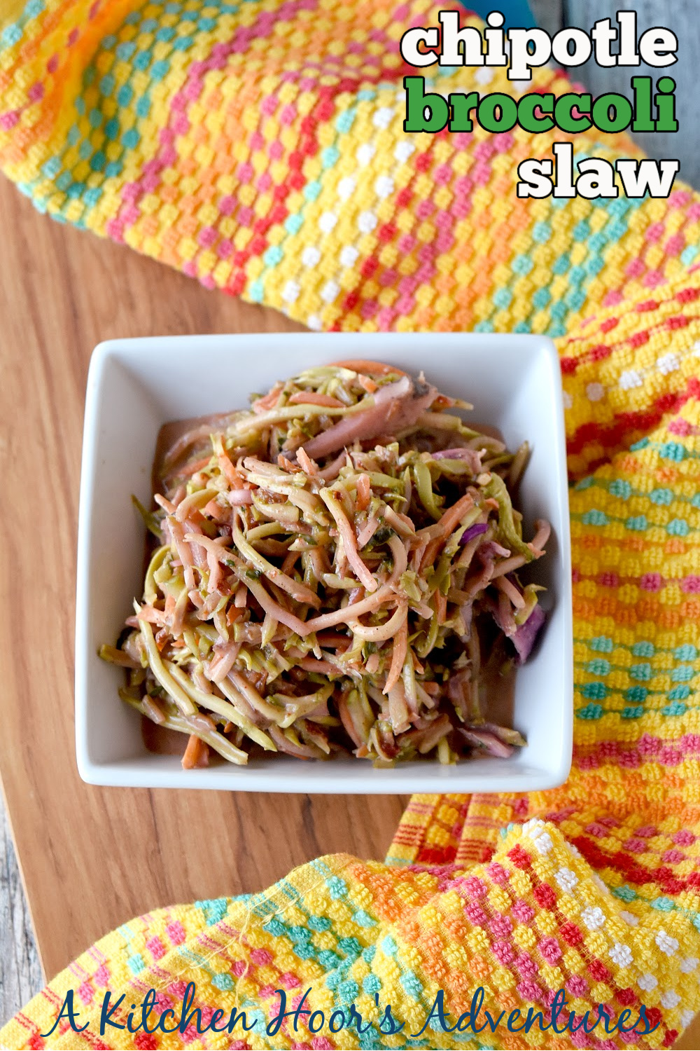 Chipotle Broccoli Slaw is super crunchy, packed with vegetables, and kick up with chipotle. It’s sweet and sour an oh so spicy! #BBQWeek #broccolislaw #chipotleslaw #coleslawrecipe
