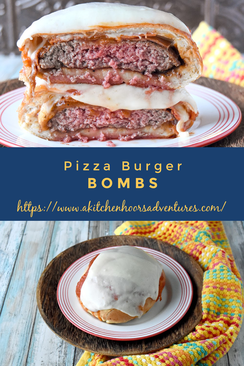 This Pizza Burger Bomb is layered with pizza flavors