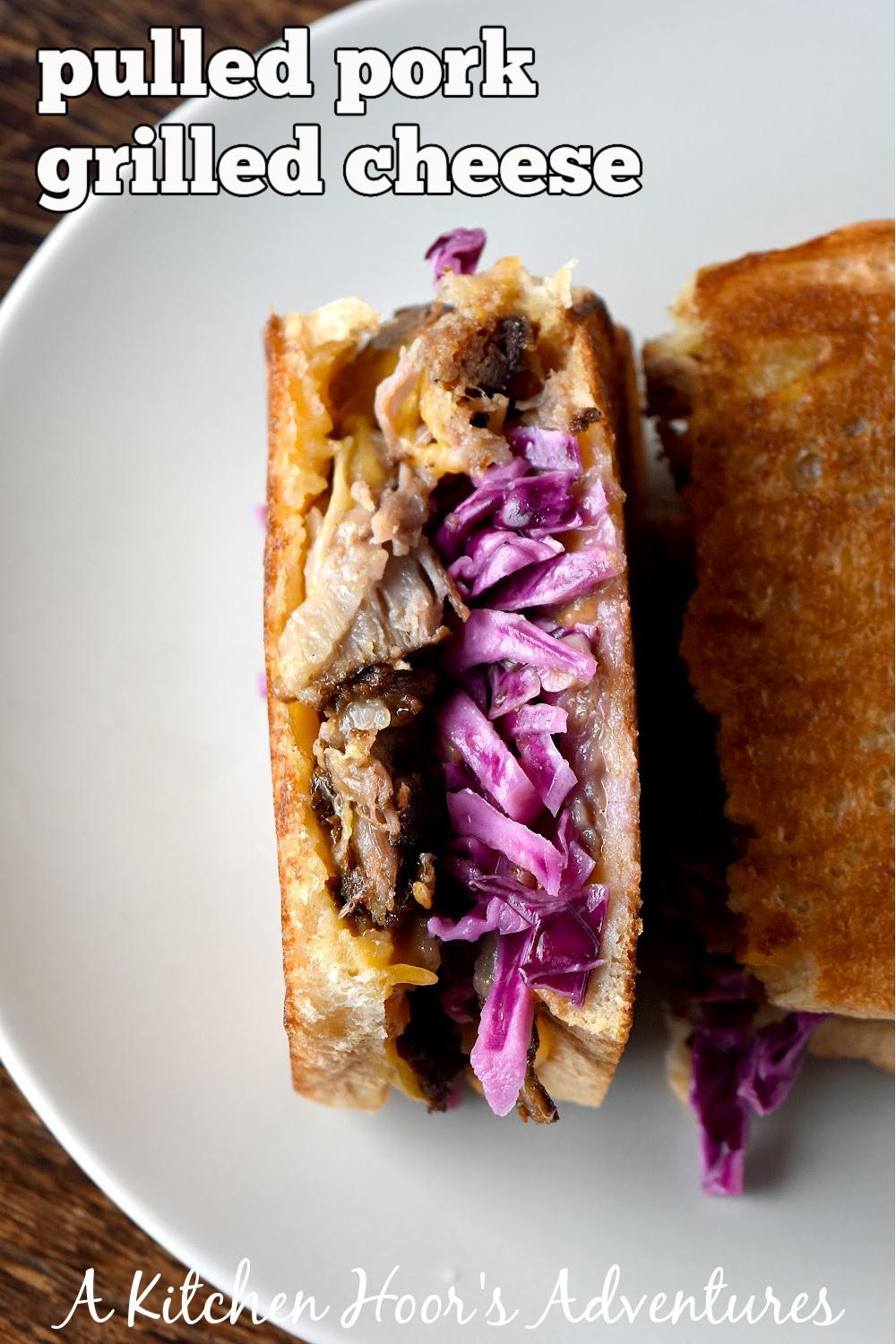 Pulled pork grilled cheese: The perfect combination of savory and cheesy! Make this delectable sandwich today!  #PulledPorkGrilledCheese #CheesyYum #Delicious #CheesyHeaven #CheesyDreams #grilledcheesedreams #grilledcheeseYum
