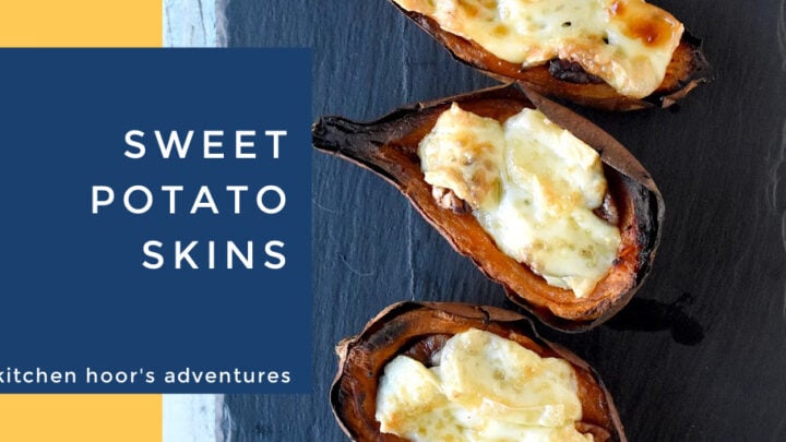 Say goodbye to plain old potato skins and hello to these 4 Ingredient Easy Sweet Potato Skins.  They're sure to be a hit with family and friends. #FoodieHoliday #SweetPotatoSkins #HealthyEats #VeggieLovers #InstaFood #CleanEats