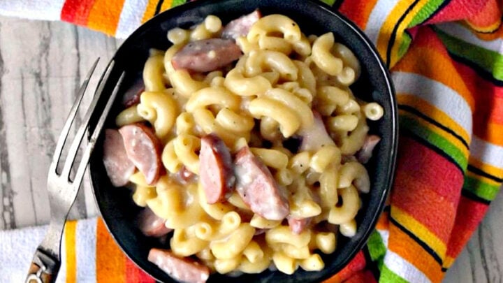Polish sausage is sauteed and added to macaroni and cheese in one of my family favorite comfort food pasta recipes! Polish Sausage Macaroni and Cheese is simple, delicious, and a recipe your family will ask for time and time again! #NationalDairyMonth