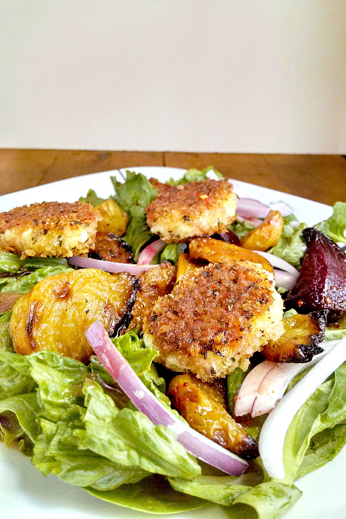 Forget boring salads, our Roasted Beet and Crispy Goat Cheese Salad is a showstopper. Bursting with colors and flavors, it's the ultimate #copycat salad recipe. #BeetSaladBliss #HealthyEatingHabits #CheeseLoversUnite #FoodieFinds #SeasonalEats #SaladLover #HealthyEatingMadeEasy #VeggieLoversUnite #FarmToTableFlavors #GoatCheeseObsessed #SaladPerfectionGoals