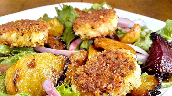 Forget boring salads, our Roasted Beet and Crispy Goat Cheese Salad is a showstopper. Bursting with colors and flavors, it's the ultimate #copycat salad recipe. #BeetSaladBliss #HealthyEatingHabits #CheeseLoversUnite #FoodieFinds #SeasonalEats #SaladLover #HealthyEatingMadeEasy #VeggieLoversUnite #FarmToTableFlavors #GoatCheeseObsessed #SaladPerfectionGoals