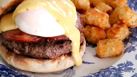 Love eggs benedict? Put a burger on it and you’ve made eggs benedict burgers. Add a little chili crisp to the Hollandaise while you’re at it.