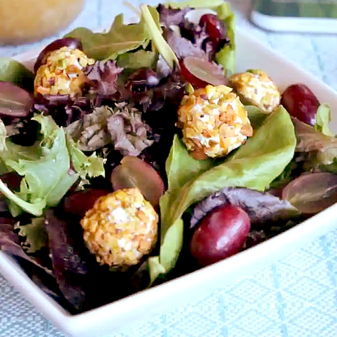 Image for Spring Salad with Grapes and Pistachio-Crusted Goat Cheese