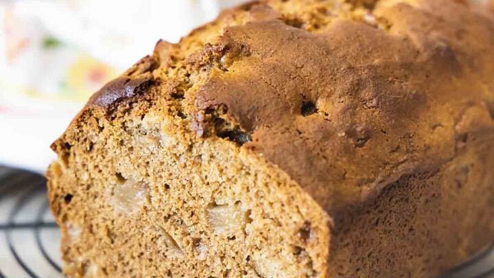 Spiced Pear Bread is a delicious and easy quick bread. It works with fresh, canned or frozen pears for a treat that is budget-friendly, even in winter!
