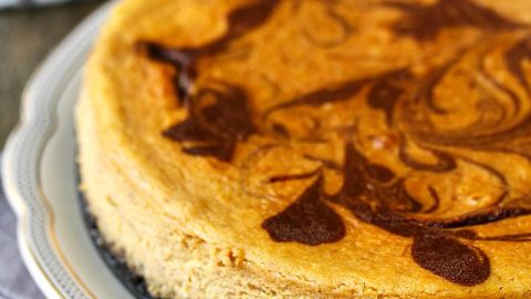 Chocolate-Swirled Pumpkin Cheesecake