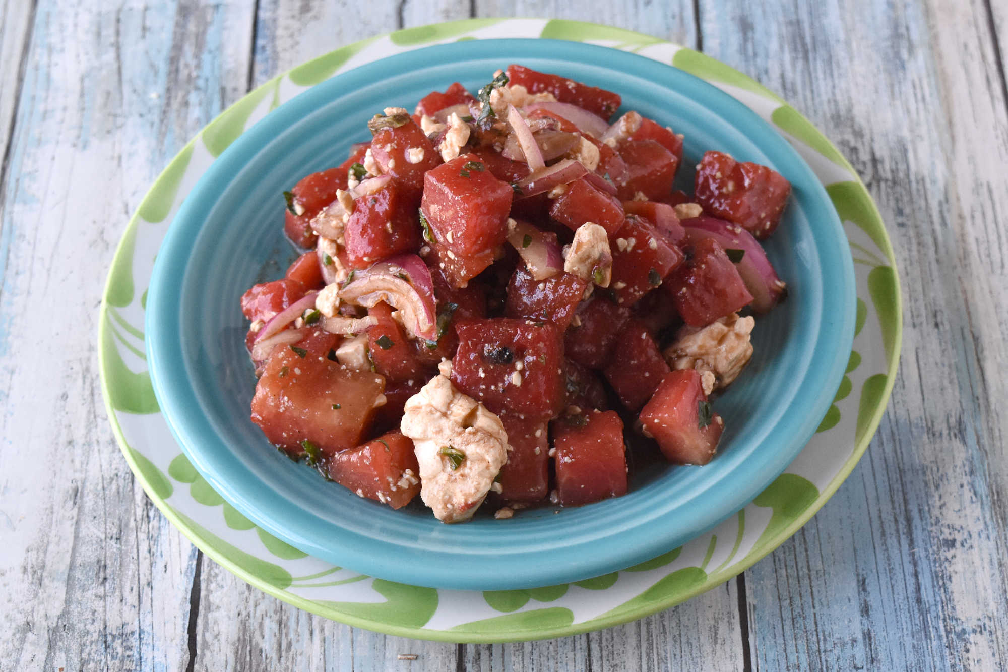 Tired of boring salads? Add a kick of heat and sweetness with our Spicy Watermelon and Feta Salad! Guaranteed to impress your family and friends. #FarmersMarketWeek #SpicyWatermelonFetaSalad #RefreshingSummerSalad #FruityAndSavory #HealthySummerEats #TastySideDishEats