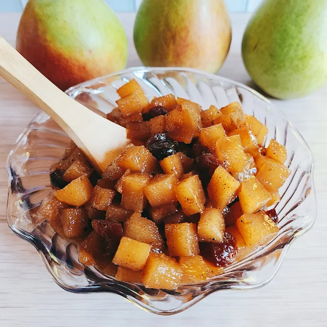 Ginger Pear Compote with Cranberries