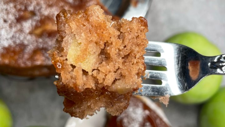 This easy to make apple snack cake is a soft, moist, and tender vegan cake with chunks of fresh apple in every bite, cozy cinnamon, and with the perfect touch of sweetness!