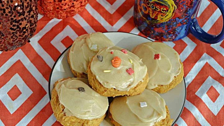 Soft pumpkin spice cookies topped with a luscious brown butter frosting taste like cozy fall perfection in every bite. Warm spices, rich nutty frosting, and all the autumn vibes you crave!