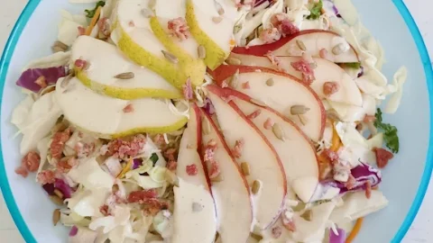 This simple salad is an elegant side dish for any menu. With a blend of fresh pears and warm, comforting flavors, it’s perfect for special meals