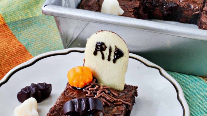 These graveyard brownies are super fun to make and even more fun to serve. Share them for a kids' party, your book club, or even after dinner with friends.