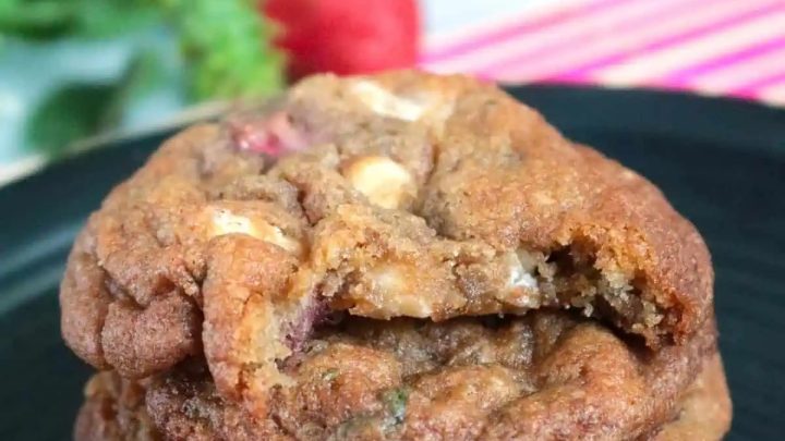 These sweet strawberries and cream cookies have a little fresh basil to get you in the mood for spring!