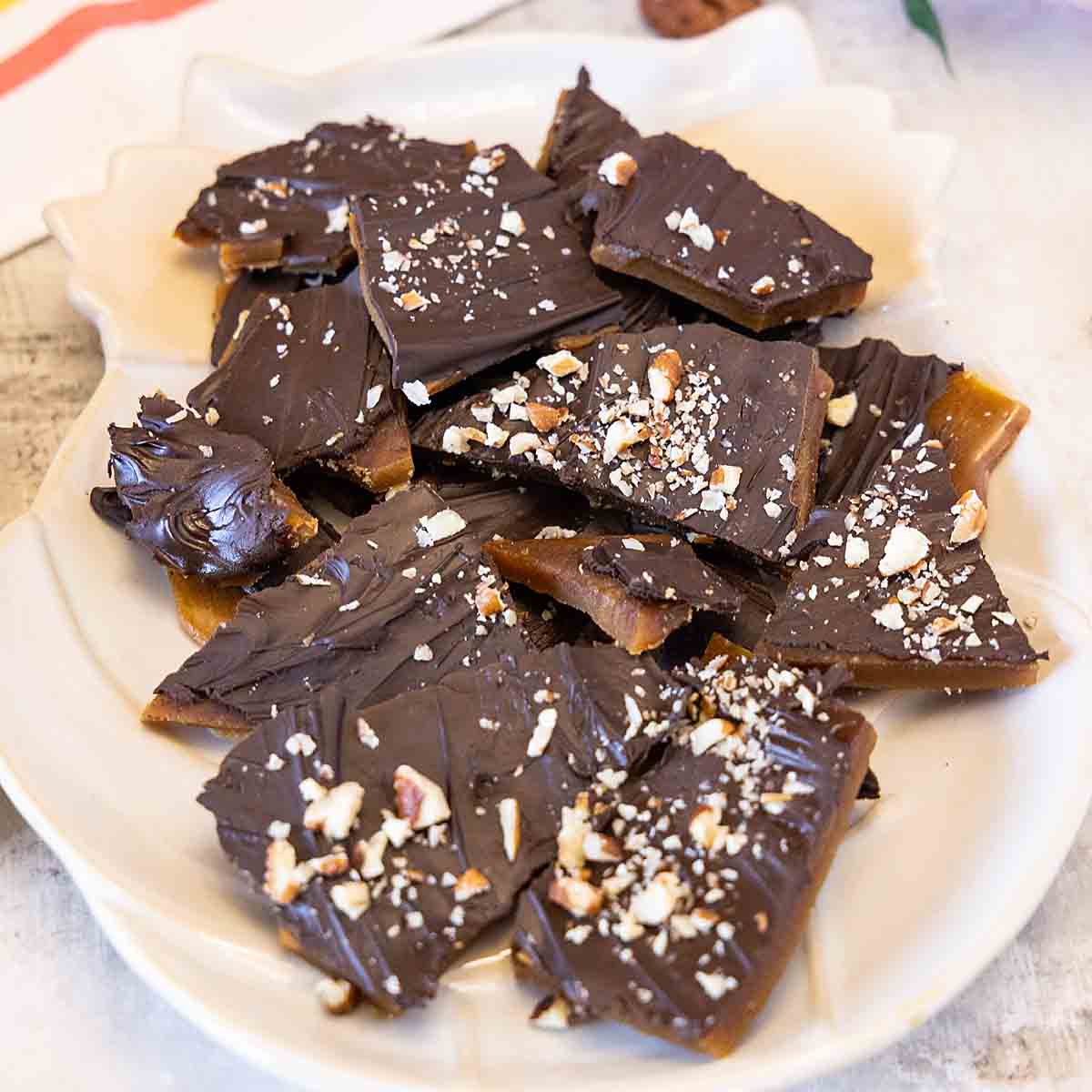 Homemade butter toffee is a crunchy and tasty treat that is perfect for beginner candymakers!