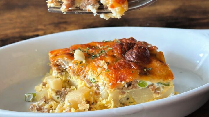 Start your day right with this hearty chorizo breakfast casserole—loaded with eggs, cheese, and spicy sausage goodness!