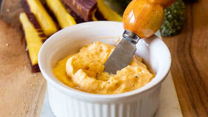 Cheesy and creamy with a spicy kick, this Horseradish Cheese Spread is an appetizer or snack that’s tasty and guilt-free!