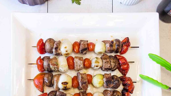 Healthy, easy, and fun, Pork Kabobs with Chimichurri Sauce is a complete meal (just add rice or bread) that will rock your grilling season!