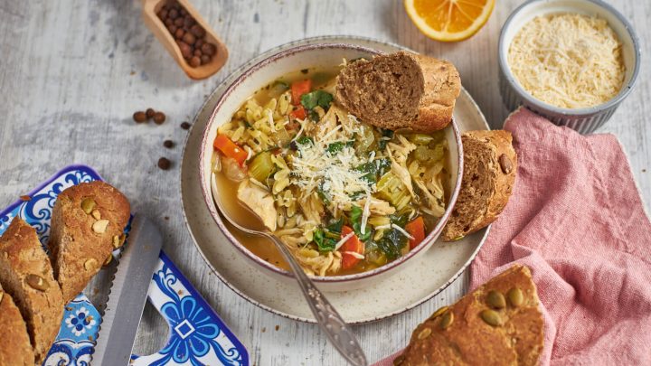 This Slow Cooker Lemon Chicken Orzo Soup is one of those meals that feels like a hug in a bowl.