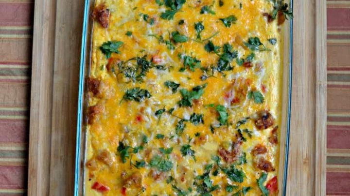 Looking for a savory dish that is satisfying and perfect for brunch? Give this Sausage, Egg, and Cheese Breakfast Bake with hash browns a try!